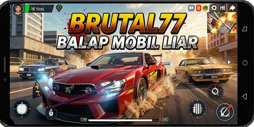 Tangkapan layar dari gameplay balap mobil yang mendebarkan.