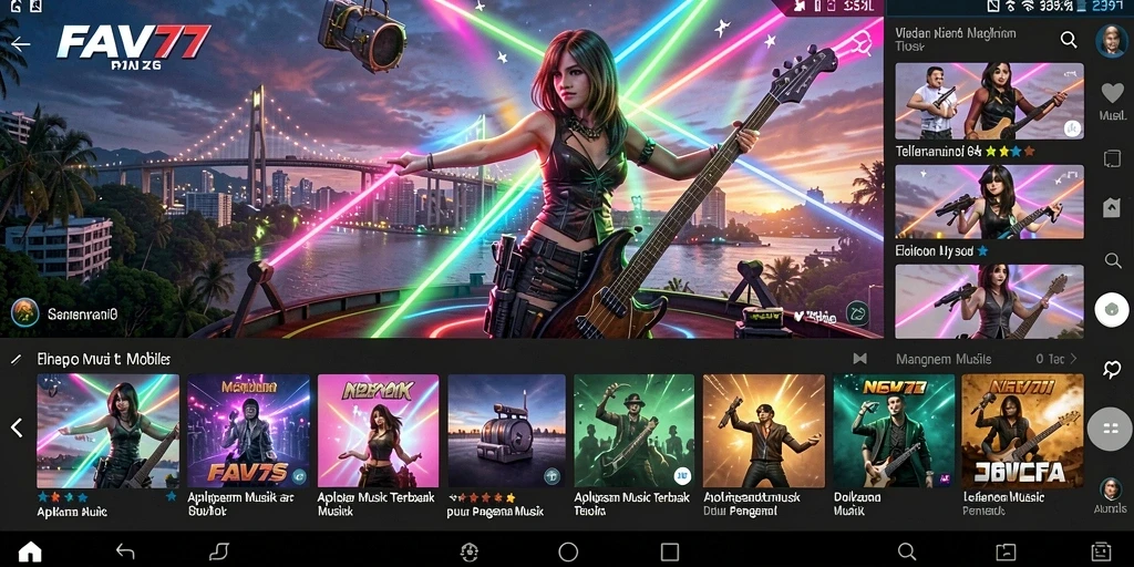 Screenshot FAV77 menampilkan tampilan intuitif saat mendengarkan musik.