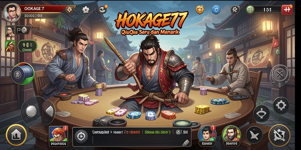 Tampilan menarik gameplay HOKAGE77 dengan kartu dan animasi QiuQiu.