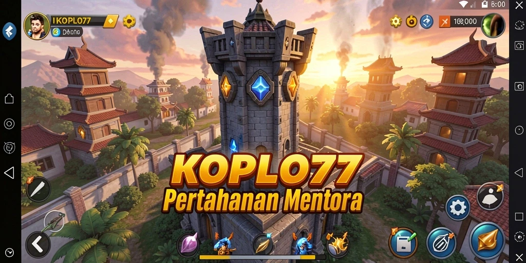 Screenshot KOPLO77 menampilkan aksi permainan Tower Defense yang intens.