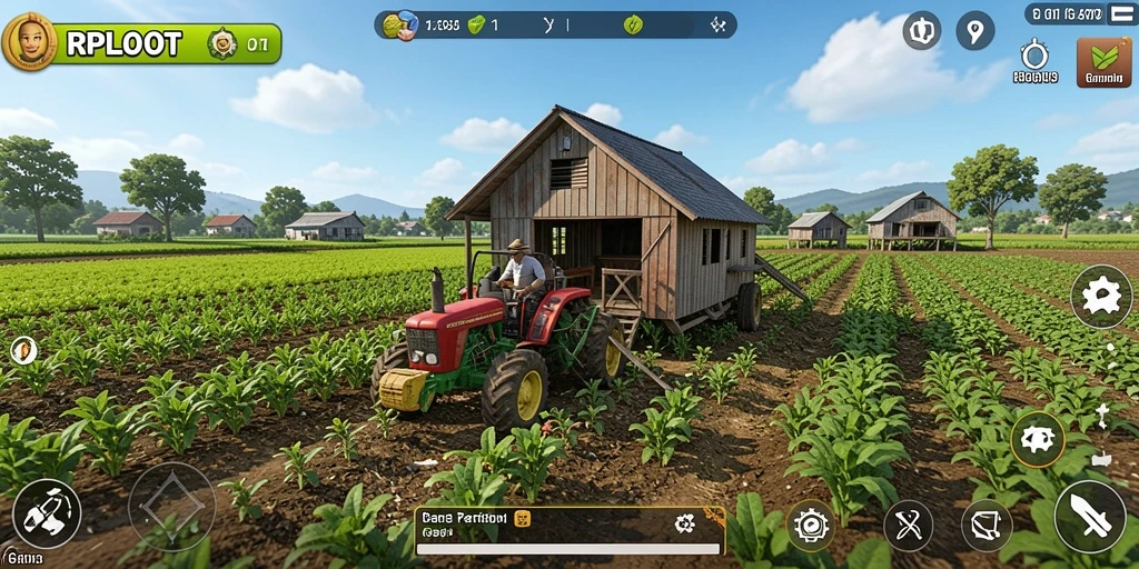 Tampilan gameplay RPLOOT yang penuh warna dan interaktif dalam bertani.