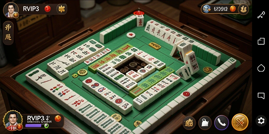 Tampilan gameplay RVIP3 dengan desain papan Mahjong yang menarik.