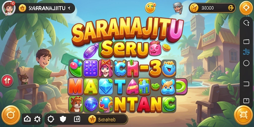 Tampilan gameplay SARANAJITU dengan elemen Match-3 yang menarik.